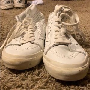 White high top leather vans